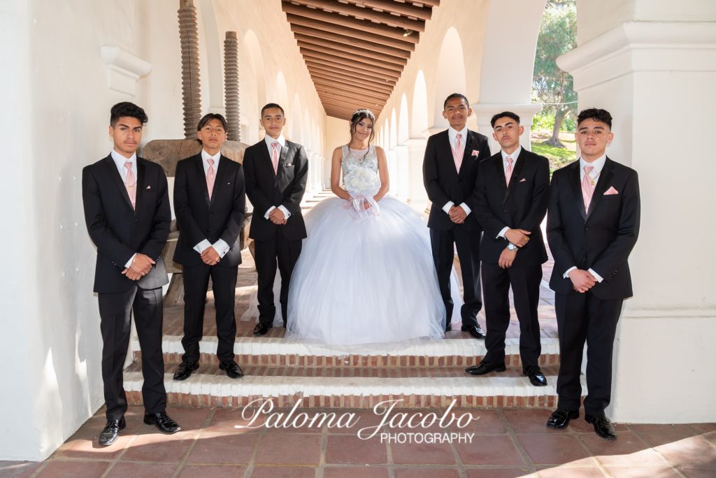 Quinceanera Photo Shoot with Chambelanes in Presidio Park. San Diego Quinceanera Photography by Paloma Jacobo