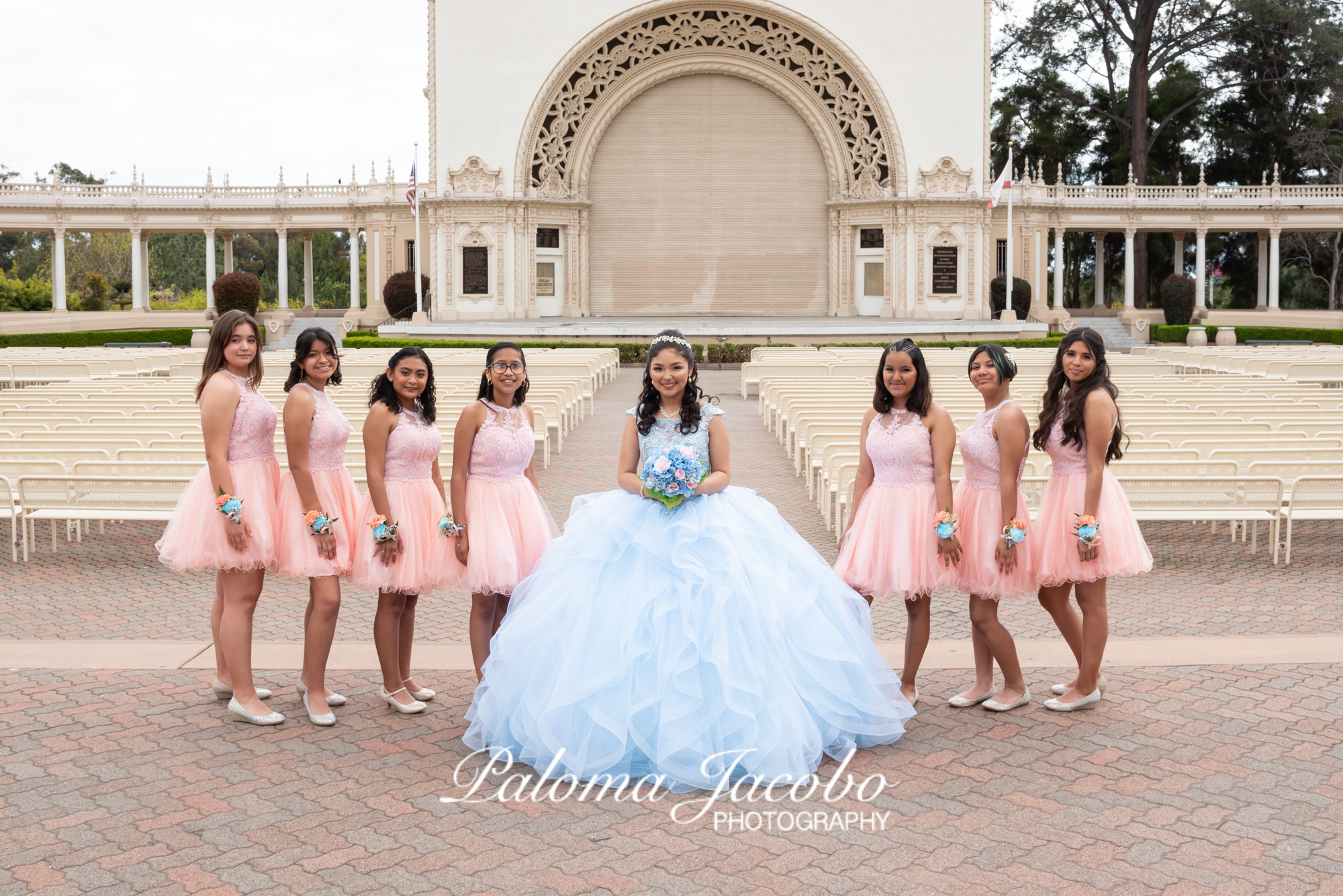 Quinceanera photo shoot with Damas by Paloma Jacobo Photography