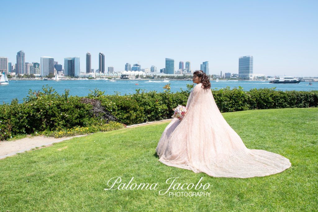 Quinceanera overlooking the city of San Diego at the Coronado Ferry Landing by Paloma Jacobo Photography