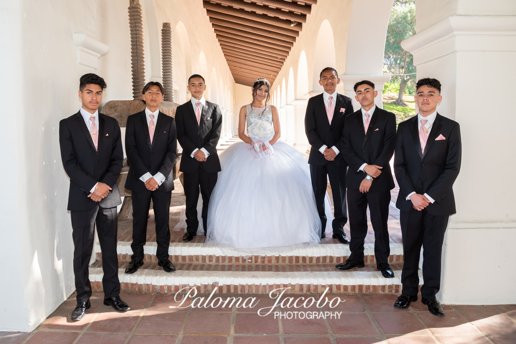 Quinceanera photo shoot with Chambelanes by Paloma Jacobo Photography