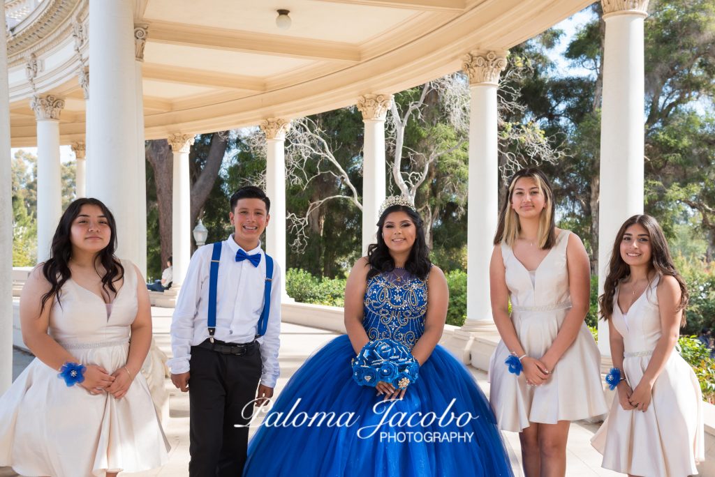 Damas and Chambelanes wearing outfits that will help them survive the Quinceanera on a super hot day