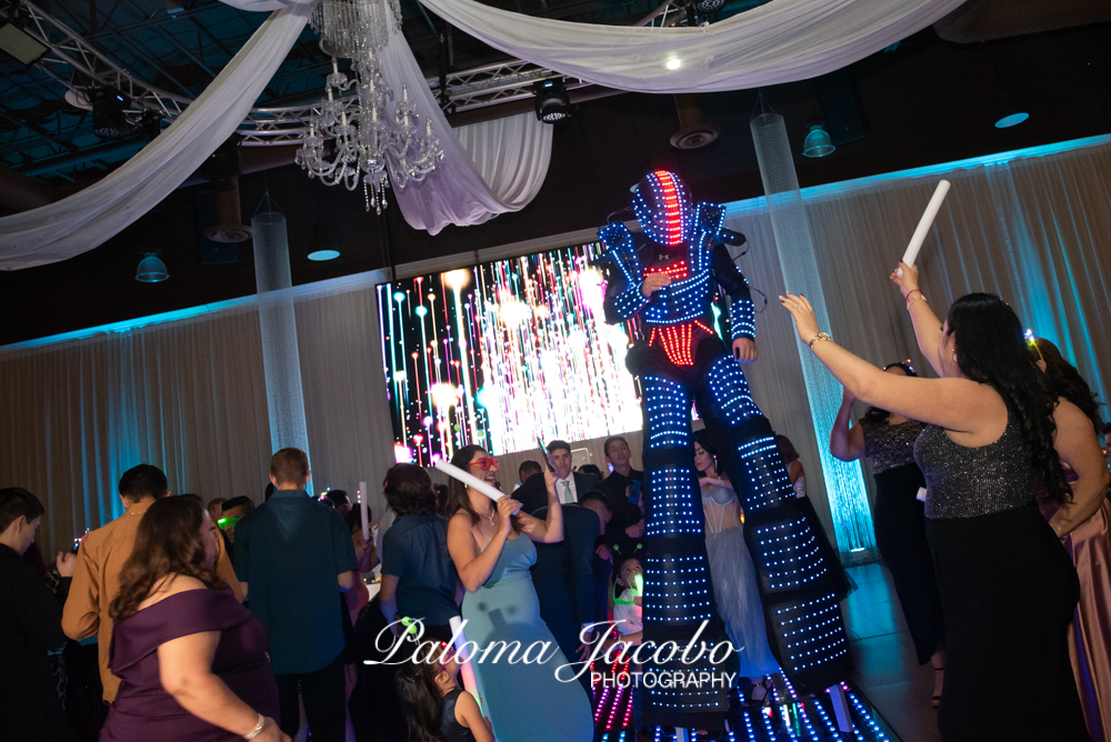 Quinceanera party with LED robot