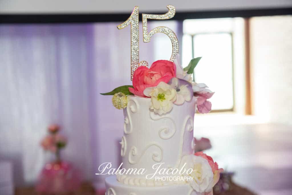 Quinceanera cake with a 15 cake topper